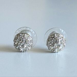 Authentic Swalovski Pavé Clear Gems Silver Post Earrings EUC